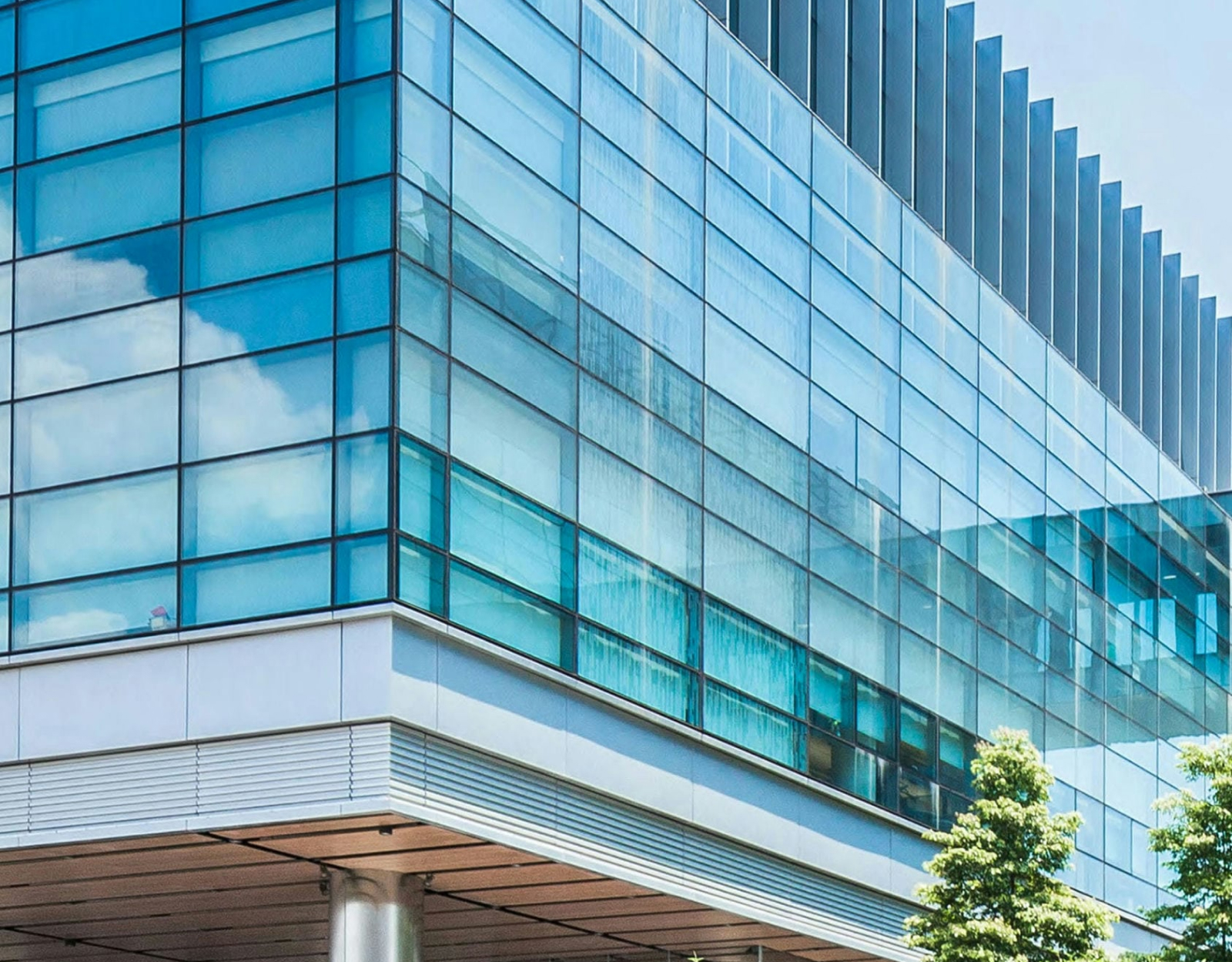 Exterior of a glass commercial building