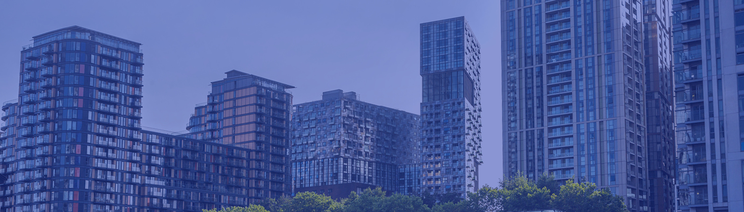 View of buildings with blue background