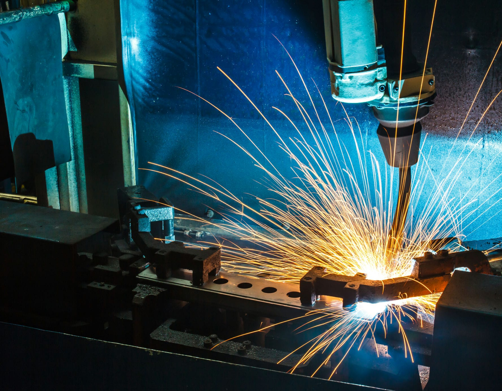 Close-up of a welding machine in operation